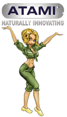 жена държаща надпис atami