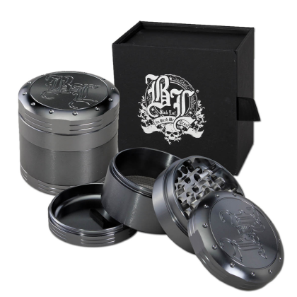 Black Leaf grinder 4-piece - deep engraved