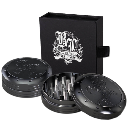 Black Leaf grinder 2-piece - deep engraved