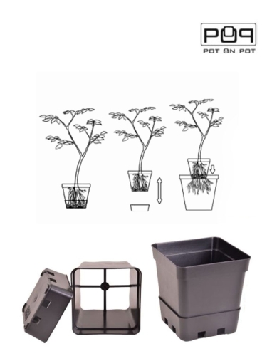 Square black pot Pot on Pot 1L - 11x11cm