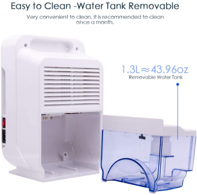 TOMAX Mini Dehumidifier - 1.3L - 23m2 - Ultra-Quiet